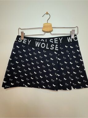 Black Mini Skort with White Pony Print